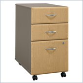 Bush Series A 3 Drawer Vertical Mobile Wood File Cabinet in Light Oak