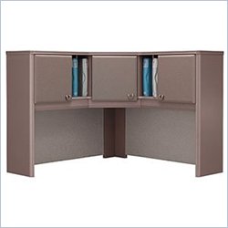 Bush Furniture Dove Gray and Taupe Advantage Series A Corner Hutch