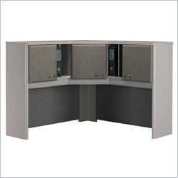 Bush Furniture Series A Wood Corner Hutch in White Spectrum and Pewter