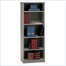 Bush Furniture White Spectrum and Pewter Advantage Series A 5 Shelf Bookcase
