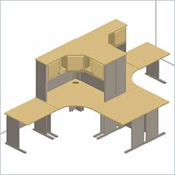 Bush Furniture White Spectrum and Pewter Advantage Series T-Shaped Cubicle