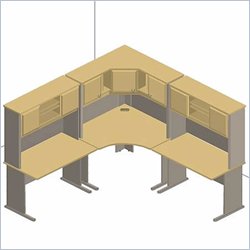 Bush Furniture Advantage Series Corner Desk Set in Beech and Grey