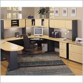 Bush Series A U-Shape Wood Home Office Suite in Beech and Grey