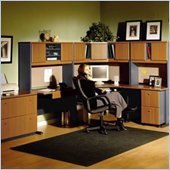 Bush A-Series Right L-Shape Office Suite in Natural Cherry and Slate