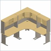 Bush Series A Hansen Cherry Corner Desk and Hutch Station