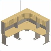 Bush Beech and Grey Advantage Corner Desk with Hutch Office Suite