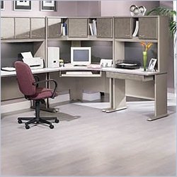Bush Furniture Series A Corner Wood Cubicle Set in White Spectrum and Pewter