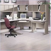 Bush Series A Corner Wood Cubicle Set in White Spectrum and Pewter