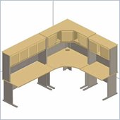 Bush Advantage Series Corner L-Shaped with Hutch in Beech and Grey