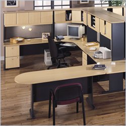 Bush Furniture Advantage Series U-Shape Office Suite in Beech and Grey