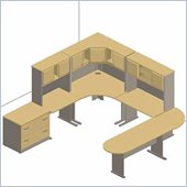 Bush Beech and Grey Advantage U-Shaped Corner  Desk and Hutch Office Suite