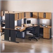 Bush Advantage Series Corner Computer Desk with Hutch Natural Cherry and Slate Finish