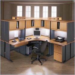 Bush Furniture Office Computer Desk Natural Cherry and Slate Advantage Series BSA016-574 Cubicle Set