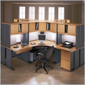 Bush Office Computer Desk Natural Cherry and Slate Advantage Series BSA016-574 Cubicle Set