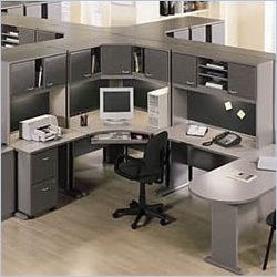 Bush Furniture Advantage Office Cubicle in White Spectrum and Pewter