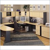 Bush Beech and Grey Advantage U-Shaped Corner Desk Office Suite