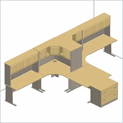 Bush Furniture Series A Hansen Cherry T-Shaped Dual Workstations