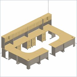 Bush Furniture Series A Hansen Cherry D-shaped Dual Workstations