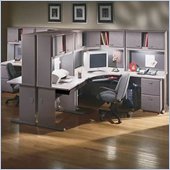 Bush White Spectrum and Pewter Advantage Series Corner Desk with Hutch