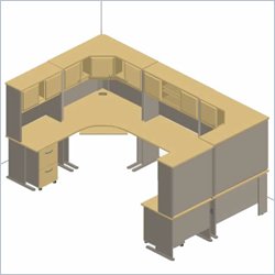 Bush Furniture Light Oak Advantage Series U-Shaped 2-Desk Cubicle