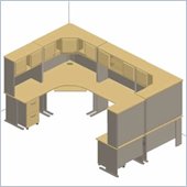 Bush Light Oak Advantage Series U-Shaped 2-Desk Cubicle