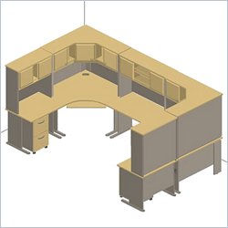 Bush Furniture Series A Corner U-Shaped Desk Set in Hansen Cherry