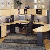 Bush Advantage Series U-Shape Office Suite in Natural Cherry and Slate