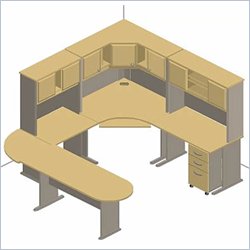 Bush Furniture Advantage Series U-Shape Office Suite in Beech and Grey