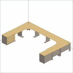 Bush Furniture Advantage Series Corner U-Shaped Desk in Light Oak