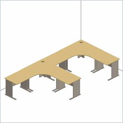 Bush Furniture White Spectrum and Pewter Advantage Series L-Shape Desk Suite