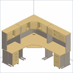 Bush Furniture Beech and Grey Advantage Series Corner Desk with Hutch