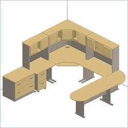 Bush Furniture Series A Hansen Cherry U-Shaped Corner Cubicle Set