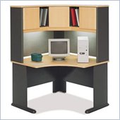 Bush Advantage Series Corner Computer Desk with Hutch in Beech and Gray
