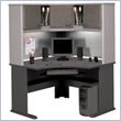 Bush Furniture Advantage Series Corner Desk with Hutch in White Spectrum and Pewter Finish by Bush