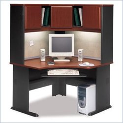 Bush Furniture A-Series Corner Wood Office Desk with Hutch in Hansen Cherry