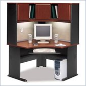 Bush A-Series Corner Wood Office Desk with Hutch in Hansen Cherry