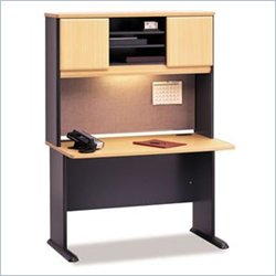 Bush Furniture Advantage 48 Wood Credenza with Hutch in Beech and Gray by Bush