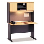 Bush Advantage 48 Wood Credenza with Hutch in Beech and Gray