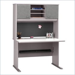 Bush Furniture Advantage Series 48" Computer Desk with Hutch in White Spectrum and Pewter Finish