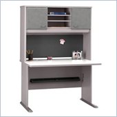 Bush Advantage Series 48 Credenza with Hutch in White Spectrum and Pewter