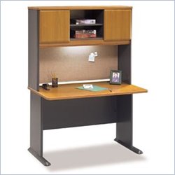 Bush Furniture Advantage Series 48 Wood Computer Desk with Hutch in Natural Cherry and Slate