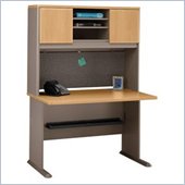 Bush Series A Advantage Wood Office Desk with Hutch in Light Oak