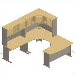 Bush Furniture White Spectrum Advantage U-Shaped Corner Workstation