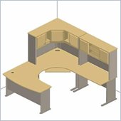 Bush White Spectrum and Pewter Advantage Series U-Shaped Corner Desk with Hutch