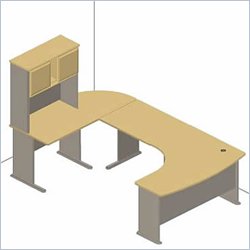 Bush Furniture Series A Hansen Cherry U-Shape Computer Desk with Hutch