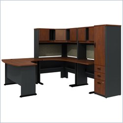 Bush Furniture Series A Hansen Cherry U-Shaped Desk with Hutch and Storage