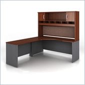 Bush Series C Professional L-Shape Wood Desk with Hutch in Hansen Cherry