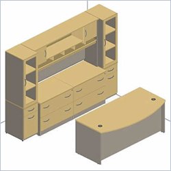 Bush Furniture Series C Standard Wood Desk Suite in Auburn Maple