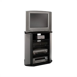 Bush Visions Corner TV Stand in Black with Metal Silver Finish