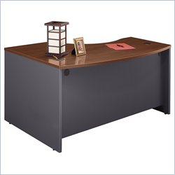 Bush Furniture Series C Right L-Shape Bow Front Wood Desk in Hansen Cherry